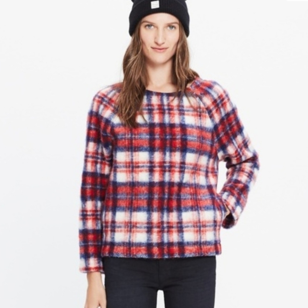 Madewell Red and Blue Plaid Sweater